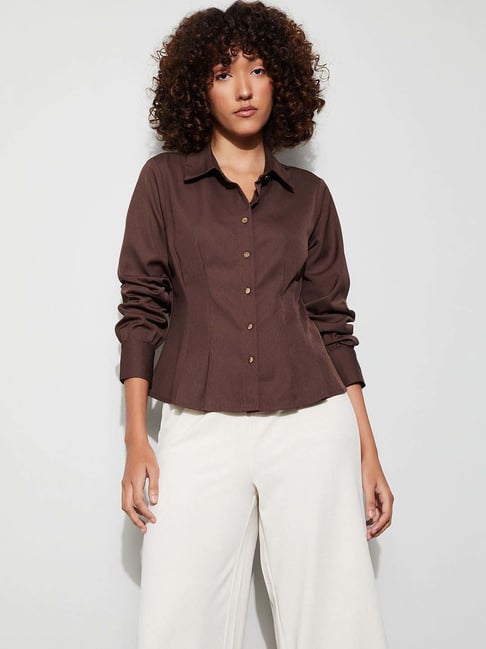 Code By Lifestyle Dark Brown Regular Fit Shirt-picture-44