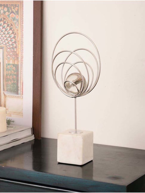 De Maison Decor Nickel Plated Metal, Clear Glass Ball & Blend Sculpture-picture-10