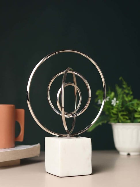 De Maison Decor Nickel Plated Metal & White Stone Blend Sculpture-picture-20