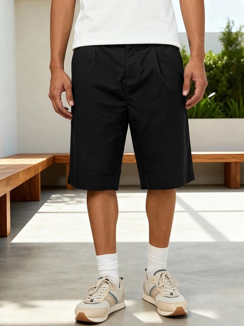 Bewakoof Black Relaxed Fit Shorts