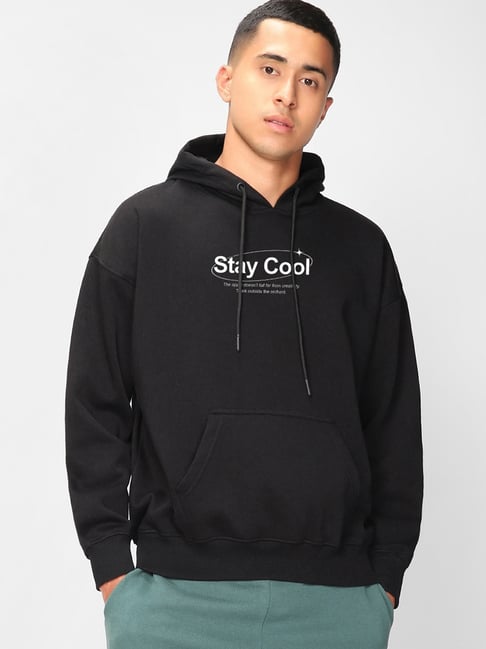 Bewakoof Black Relaxed Fit Graphic Hoodie-image-18
