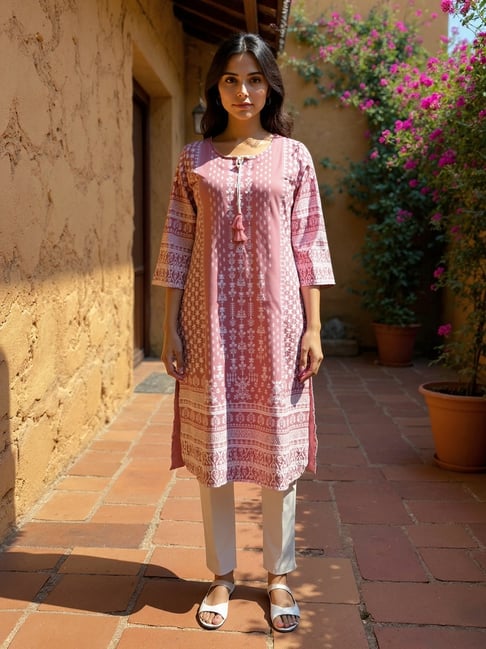 Rangita Pink Rayon Printed Kurta-picture-12
