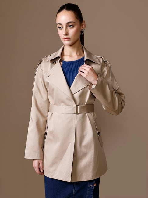 Kazo Tan Polyester Solid Jacket-picture-20