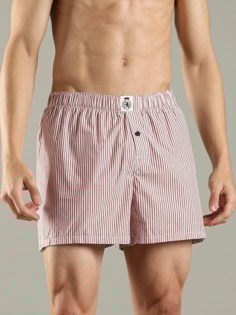 Tommy Hilfiger Red Cotton Regular Fit Striped Boxers