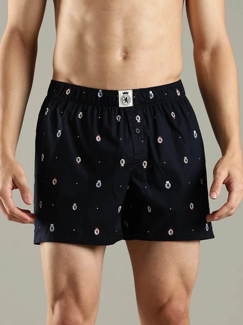 Tommy Hilfiger Black Cotton Regular Fit Printed Boxers
