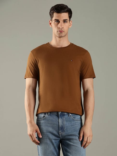 Tommy Hilfiger Brown Cotton Regular Fit T-Shirt-picture-19