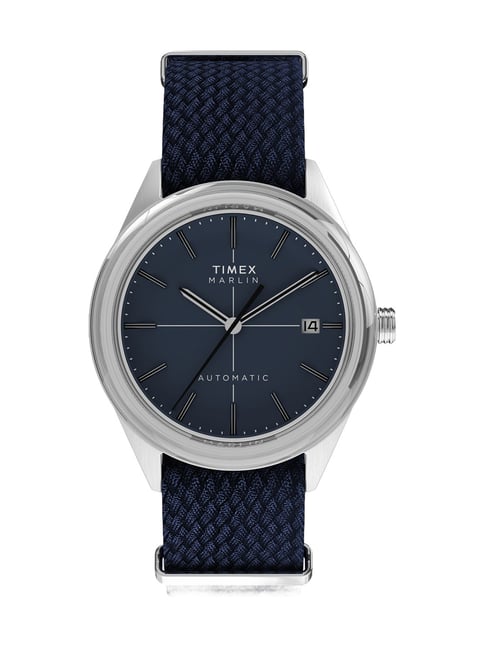 timex marlin jet blue round dial mechanical automatic men's watch - tw2y24500uj
