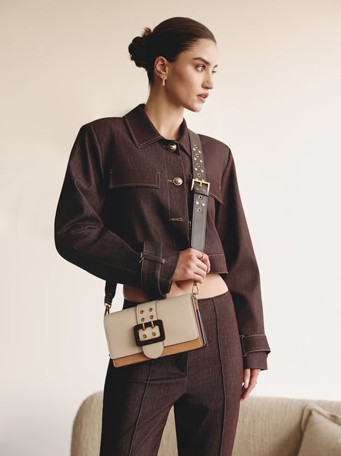 Miraggio Beige Adrianne Medium Leather Cross Body Bag