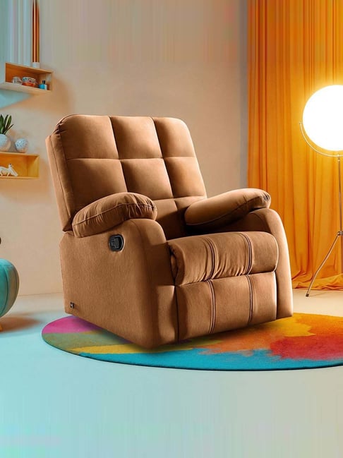 Sleepyhead Brown Solid Wood Fabric Manual Recliner with Durable Spring Support 1 seater-picture-38