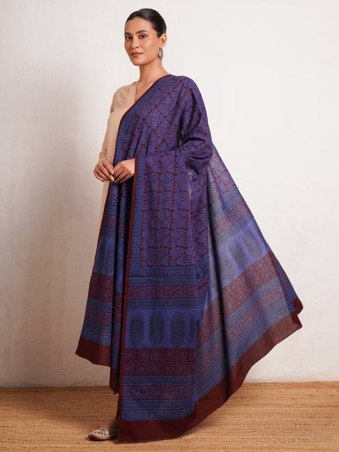 Jaypore Blue Printed Bagh Dupatta-picture-11