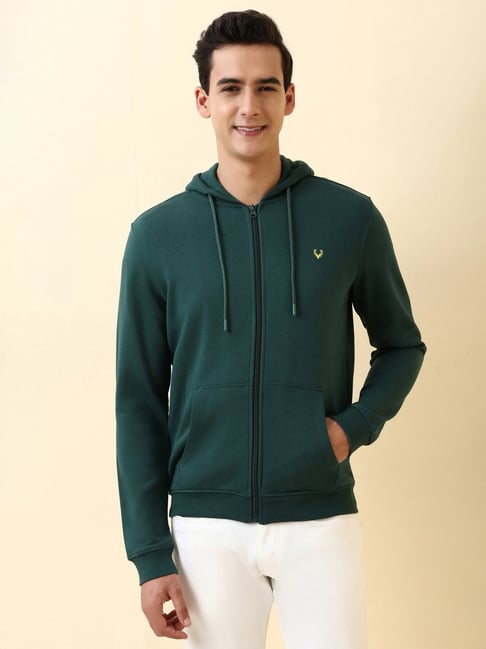 Allen Solly Green Cotton Regular Fit Hooded Sweatshirt-picture-36