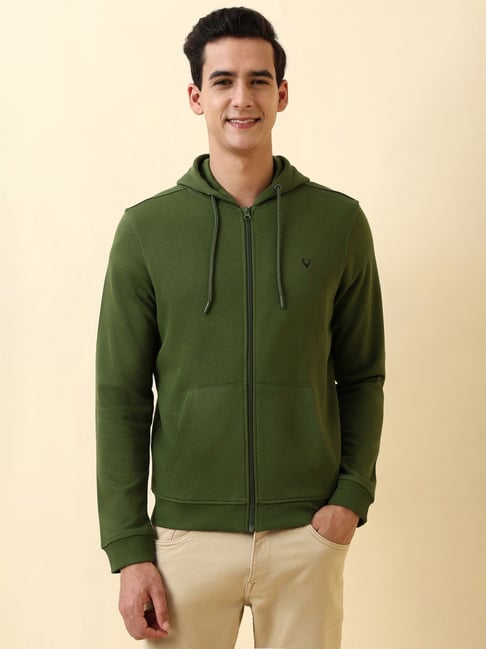 Allen Solly Green Cotton Regular Fit Hooded Sweatshirt-picture-35