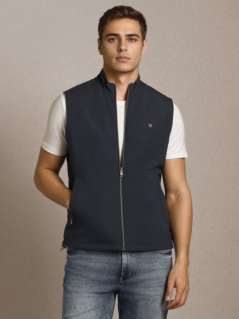 Louis Philippe Navy Regular Fit Reversible Jacket