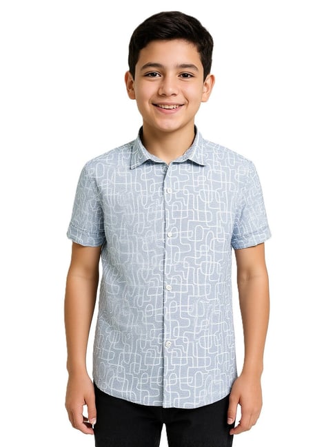 Charchit Boys Grey Cotton Comfort Printed Shirt-picture-17