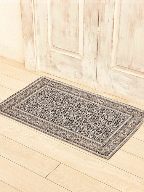 Ariana Black Cotton Anti-Skid Bathmat (50 X 80 Cm)