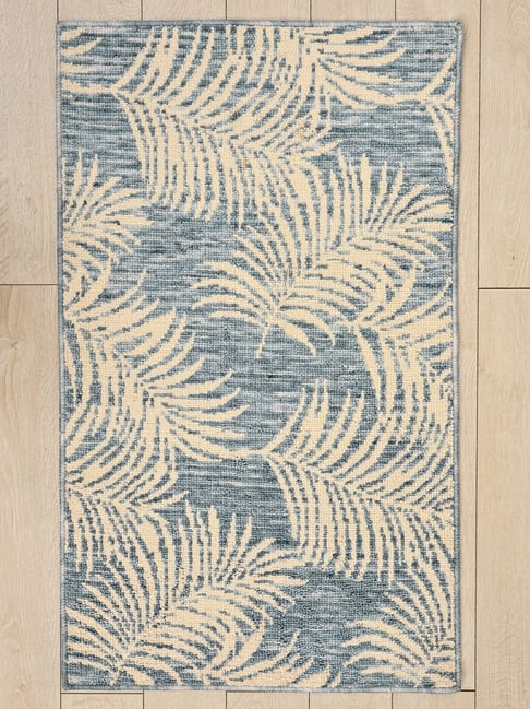 Ariana Blue Cotton Anti-Skid Bathmat (62 X 102 Cm)