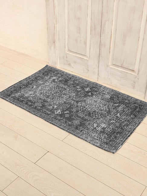 Ariana Grey Cotton Anti-Skid Bathmat (66 X 114 Cm)