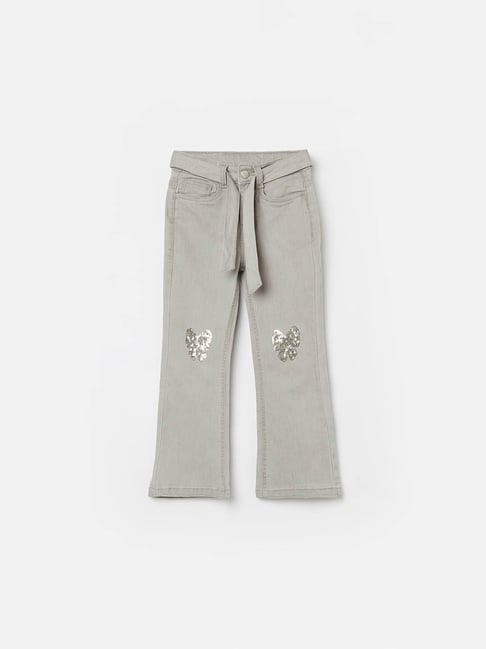 Fame Forever by Lifestyle Girls Grey Cotton Embellished Jeans-picture-23