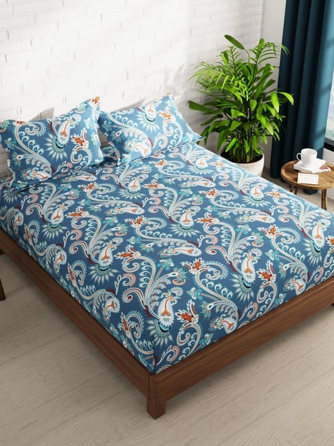 Kopa Multi Microfiber 152 TC Double Bedsheet with 2 Pillow Covers-picture-14