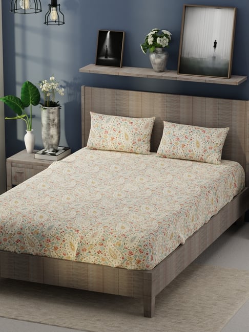 Kopa Multi Microfiber Floral 192 TC King Bedsheet with 2 Pillow Covers-picture-33
