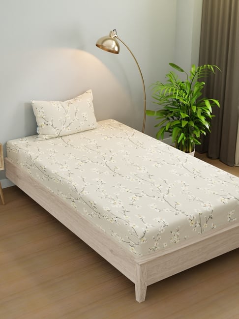 Kopa Teal Microfiber Floral 192 TC Single Bedsheet with 1 Pillow Cover-picture-21