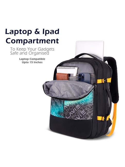 LAVIE SPORT Black & Teal QUEST PRO20 Large Laptop Backpack