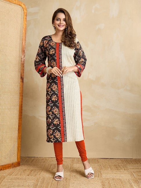 SHANVIKA Black Cotton Floral Kurta