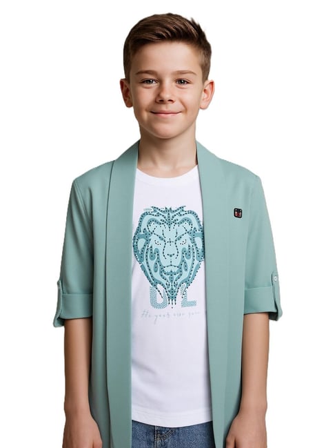 Charchit Boys Green Cotton Shrug with T-Shirt-picture-32