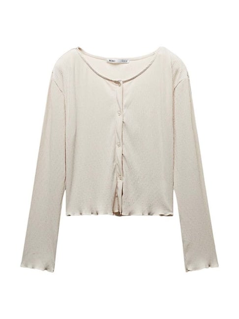 MIXXO Beige Pleated Regular Fit Cardigan