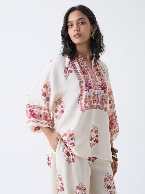 Utsa by Westside Off-White Floral Printed Tunic-picture-21