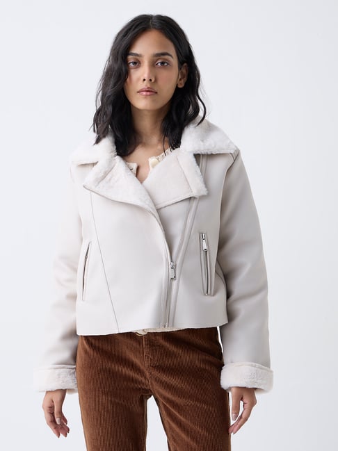 LOV by Westside Off-White Solid Jacket-picture-13