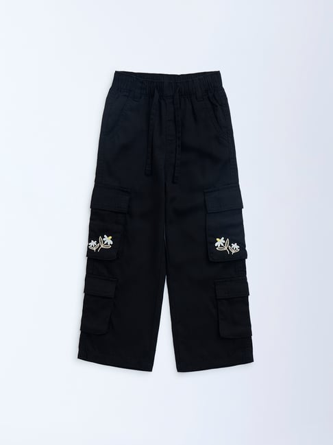 HOP Kids by Westside Black Cargo-Style High-Rise Trousers