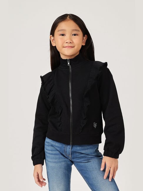 One Friday Girls Black Cotton Regular Fit Sweatshirt-picture-20