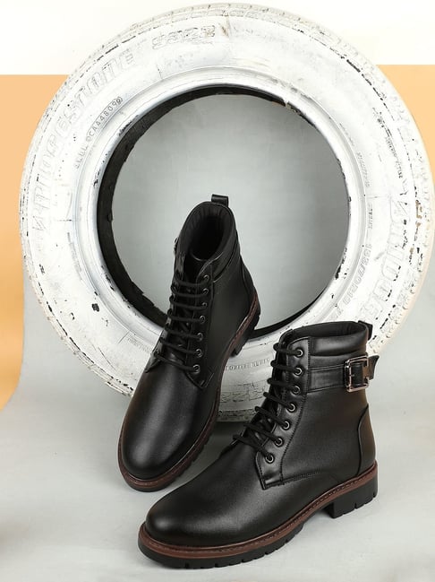 Carlton London Men's Black Biker Boots-picture-44