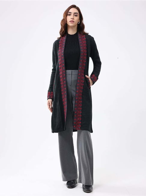 Monte Carlo Black Regular Fit Embroidered Cardigan-image-27