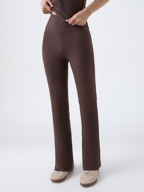 studiofit women Studiofit by Westside Brown Ribbed High-Rise Pants-picture-45