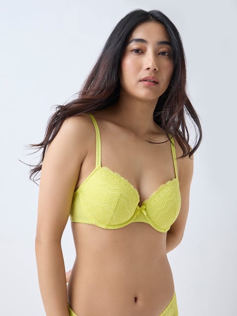 Wunderlove by Westside Lime Lace Design Underwired Cotton-Blend Bra-picture-46