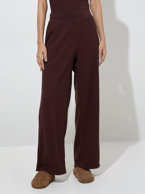 Superstar by Westside Brown Waffle-Textured High-Rise Pants-picture-38