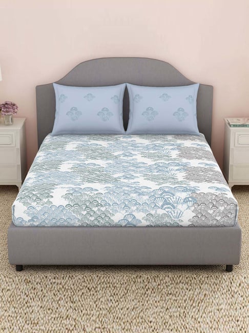 Welspun Light Grey Printed Bedsheet Sets-image-48