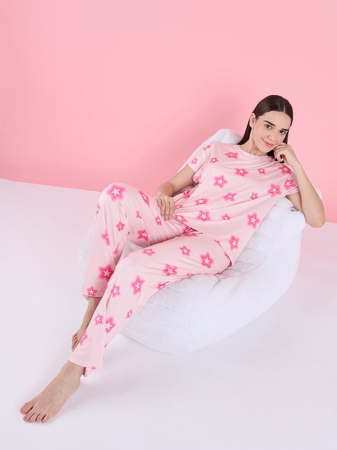 Sweet Dreams Pink Polyester Printed Pyjama Set-picture-40