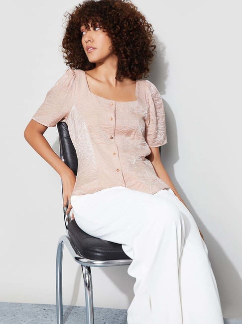 Code By Lifestyle Medium Beige Regular Fit Top