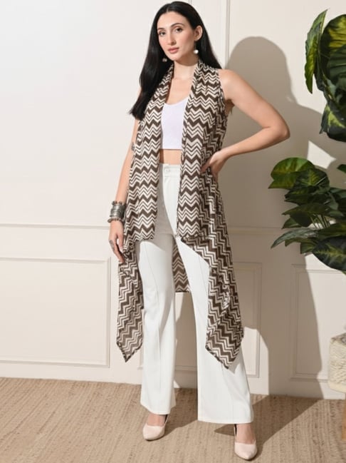 DECKEDUP Brown Viscose Printed Shrug-picture-41