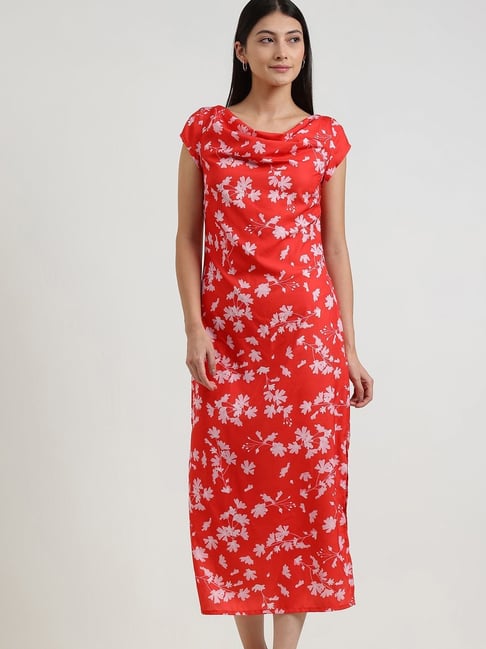 Fablestreet Red Floral Regular Fit Dress-picture-40