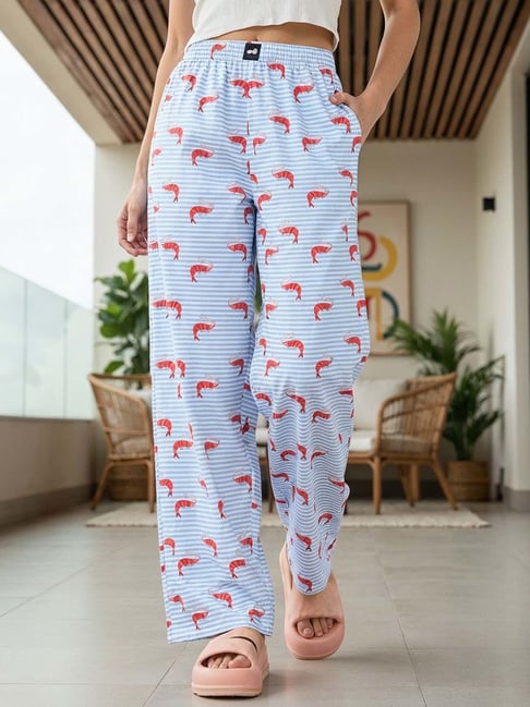 Bewakoof Blue Cotton Flared Fit Printed Pyjamas-picture-38