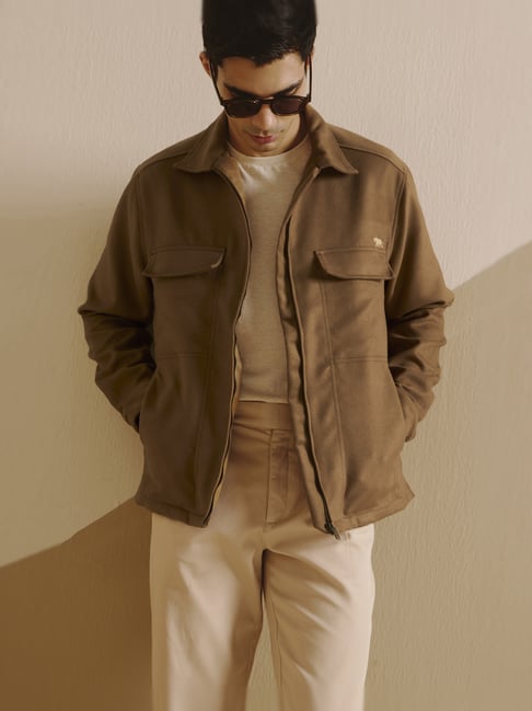 Andamen New Angularity Khaki Regular Fit Solid Jacket-picture-14