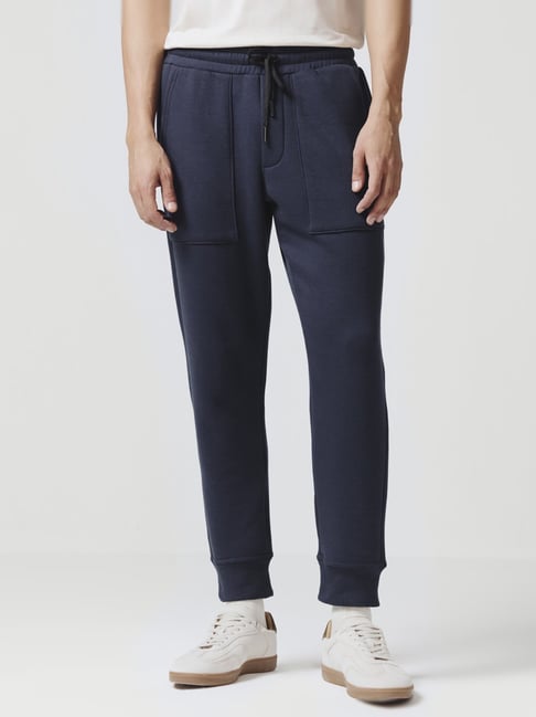 Andamen New Angularity Navy Regular Fit Solid Joggers-picture-17