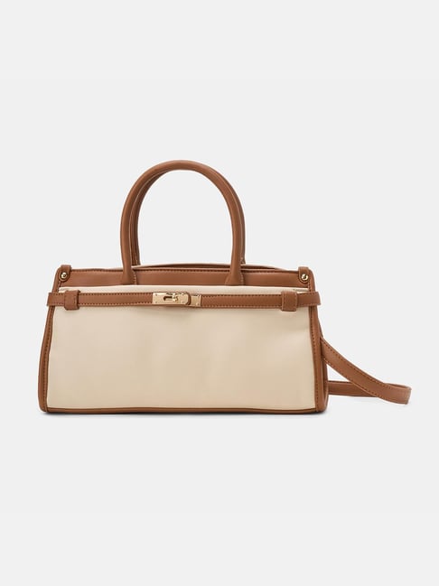 Forever Glam by Pantaloons Off White Logo Satchel Handbag-picture-25