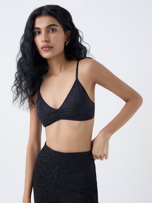 Superstar by Westside Black Floral Lace Design Padded Bra-picture-29