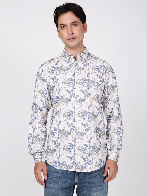 The Souled Store White Cotton Slim Fit Printed Shirt-picture-44