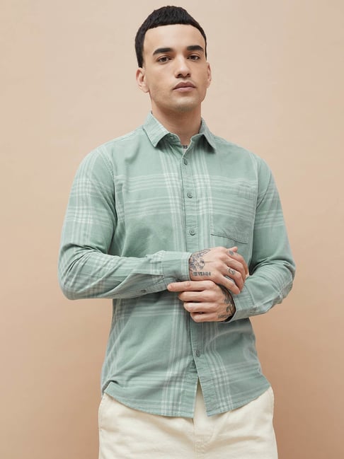 Bossini Sage Cotton Smart Fit Checks Shirt